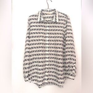 Jane and Delancey Black and White Button Down Shirt dig print french bulldog